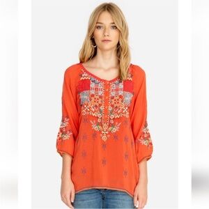 Johnny Was‎ Red Embroidered Blouse
